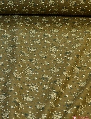 Теплый хлопок Мелкое соцветие (цв.коричневый хаки) ш.1.50 м, хлопок-100%