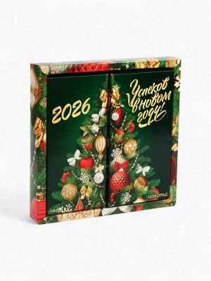 Подарочный набор новогодний «Успехов в Новом 2026 году», чай 50 г, шоколад 70 г