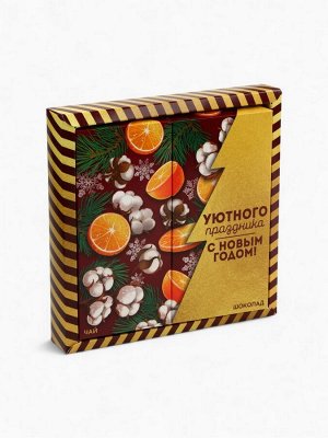 Подарочный набор новогодний «С новым годом», чай 50 г, шоколад 70 г