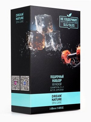 Подарочный набор мужской DREAM NATURE SPA CARE «Сила льда», шампунь 500 мл, гель для душа 500 мл