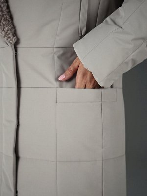 Пальто. Цвет: Серо-бежевый