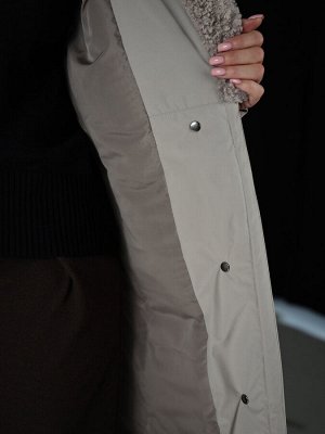 Пальто. Цвет: Серо-бежевый