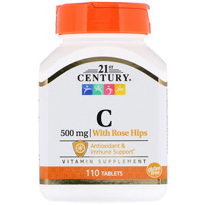 21st Century, Витамин C с шиповником , 500 mg, 110 Taблеток