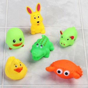 Набор резиновых игрушек для игры в ванной «Малыши», пищалки, 6 шт., цвет МИКС