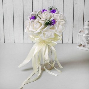 Букет «Поздравляю», 9 цветов, цвет сливочно-фиолетовый