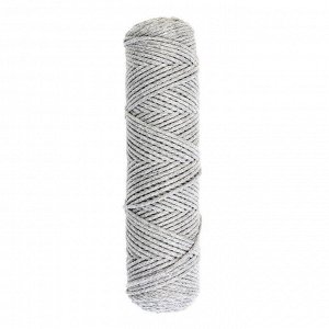 Шнур для вязания без сердечника 100% хлопок, ширина 2мм 100м/95гр (2203 св. серый)