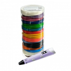 Комплект в тубусе 3Д ручка NIT-Pen2 фиолетовая + пластик ABS 15 цветов по 10 метров