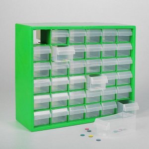 Бокс для хранения мелочей с выдвигающимися ячейками, 40 x 33 см, (1 ячейка 12 x 5,5 см), цвет зелёный