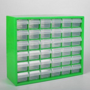 Бокс для хранения мелочей с выдвигающимися ячейками, 40 x 33 см, (1 ячейка 12 x 5,5 см), цвет зелёный