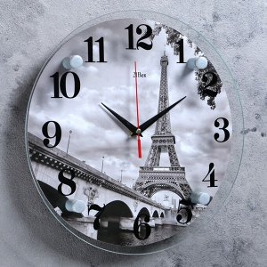 Часы настенные, серия: Город, "Эйфелева Башня", d=30 см