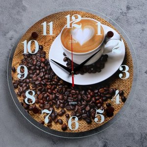 Часы настенные, серия: Кухня, "Чашка с кофе", 30х30  см, в ассортименте