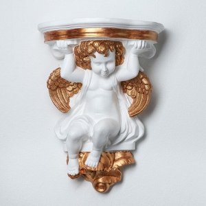 Кашпо "Ангел", бело-золотое, 27х16х37 см, микс