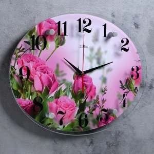 Часы настенные, серия: Цветы, "Розовые розы", 35х46 см