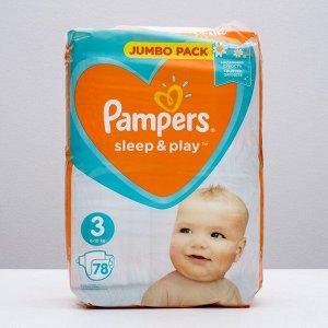 Подгузники Pampers Sleep & Play, размер 3, 78 шт.