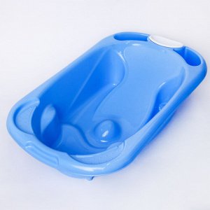 Ванночка детская для купания с ковшиком и встроенной горкой,цвет голубой