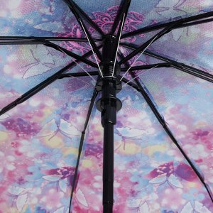 Зонт полуавтоматический «Сказка», 3 сложения, 8 спиц, R = 49 см, цвет фиолетовый