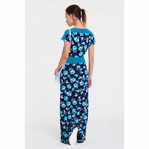 Платье женское, размер 44, рост 164 см, цвет тёмно-синий/цветочный принт (арт. 14-96)
