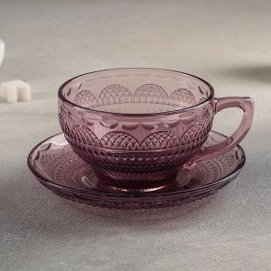 Чайная пара "Арон" 275 мл, чашка 13,5х14х14 см, блюдце 15,5х15,5 см, цвет розовый