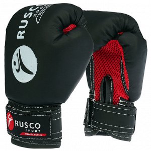 Перчатки боксёрские детские RuscoSport, чёрные, размер 4 oz