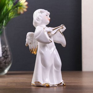 Сувенир "Ангел с музыкальным инструментом" белый с золотом 15х8х7 см