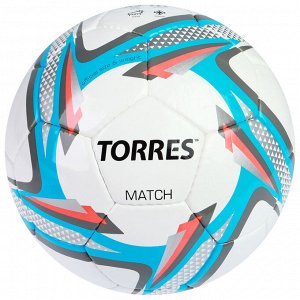 Мяч футбольный Torres Match, F30025, размер 5, 32 панели, PU, ручная сшивка