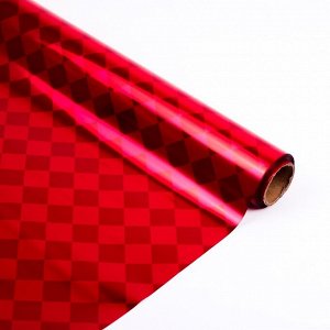 Плёнка металлизированная "Ромбики", красный, 0,7 х 20 м