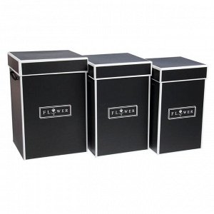 Набор коробок 3 в 1, чёрный, 17 х 17 х 25 - 14 х 14 х 23 см