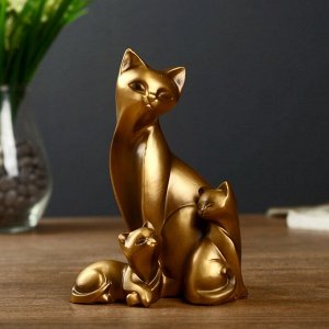 Сувенир полистоун "Кошка с котятами" бронза 15,5х10,5х8 см
