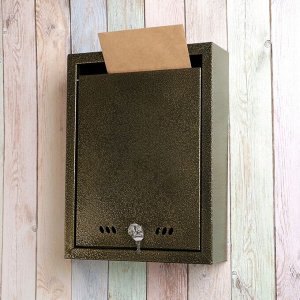 Ящик почтовый с замком, вертикальный «Тюльпан», антик бронзовый