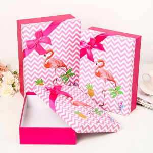 Набор коробок 3 в 1 "Фламинго", розовый, 29 х 21 х 9 - 26 х 18 х 6 см