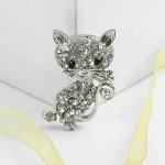 Брошь &quot;Котик&quot;, цвет белый в серебре