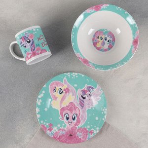 Набор посуды My Little Pony, 3 предмета: кружка 240 мл, миска 18 см, тарелка 19 см