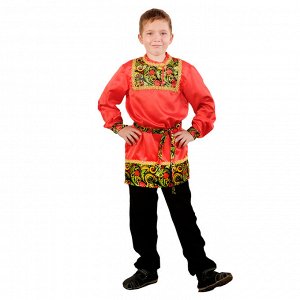 Карнавальная рубаха для мальчика «Рябинушка» с кокеткой, р. 30, рост 110-116 см