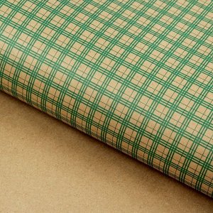 Бумага упаковочная крафт "Клетка Роял зелёная", 0,72 х 10 м, 70 гр