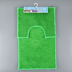Набор ковриков для ванны и туалета Доляна «Букли», 2 шт: 40x50, 50x80 см цвет зелёный