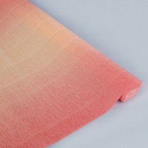 Бумага гофрированная, "Персиково-розовый" 17А/7, переход цвета, 0,5 х 2,5 м
