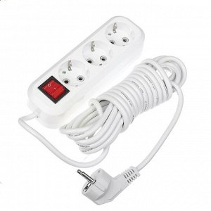 Удлинитель сетевой Smartbuy, 3 розетки, 5 м, 3500 Вт, ПВС 3x1 мм2, 2 USB-A USB-C, 2.1 А, с заземлением, с выключателем, белый