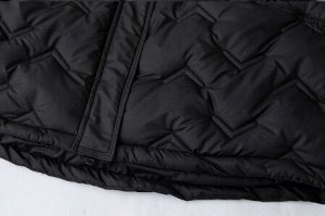 Зимняя стеганая куртка с капюшоном и воротником, черный