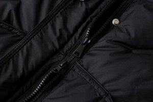 Зимняя стеганая куртка с капюшоном и воротником, черный