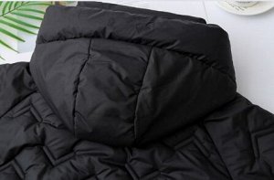 Зимняя стеганая куртка с капюшоном и воротником, черный