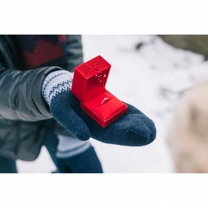 Футляр бархатный под кольцо/серьги «Кружево», 6x6, красный