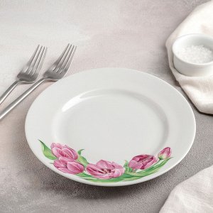 Тарелка мелкая «Розовые тюльпаны», d=20 см