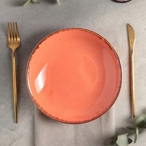 Тарелка глубокая d=21 см, цвет оранжевый