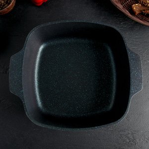 Кастрюля-жаровня квадратная Titanium pro, 4 л, 26?26 см, стеклянная крышка, антипригарное покрытие, цвет зелёный