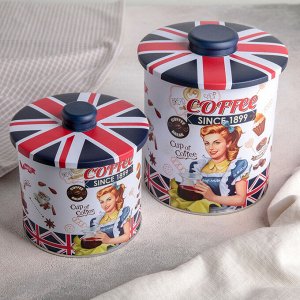 Набор банок для сыпучих продуктов Coffee, круглые: d=13x16/13x12,5 см, 2 шт