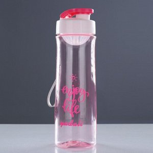 Бутылка для воды "Enjoy life" 600 мл, на браслете, микс, 7х7х23 см