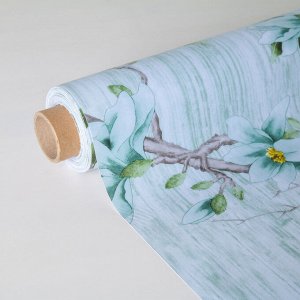Клеенка столовая на ткани (рулон 20 метров), ширина 137 см "Сакура" цвет голубой