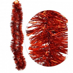 Мишура 195 х 9 см сатин+ металл цвет красный HS 42-5