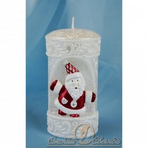 Пенек Дед мороз+Снеговик мигающая свеча 60х60х125 мм