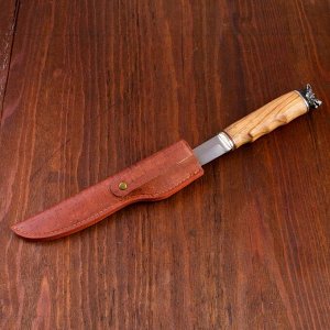 Нож охотничий "Торунн" 23,7см, клинок 110мм/3мм, дерево, с головой волка